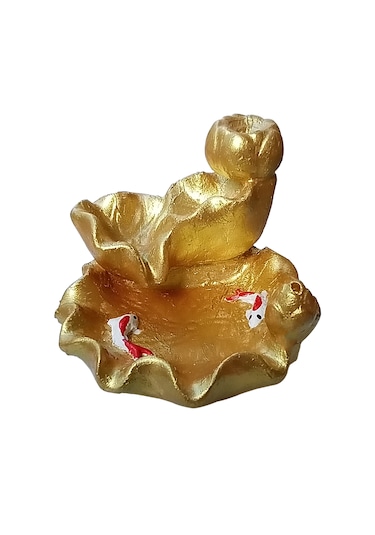 Havuzlu Ve Balık Figürlü Geri Akış Şelale Tütsülük Gold