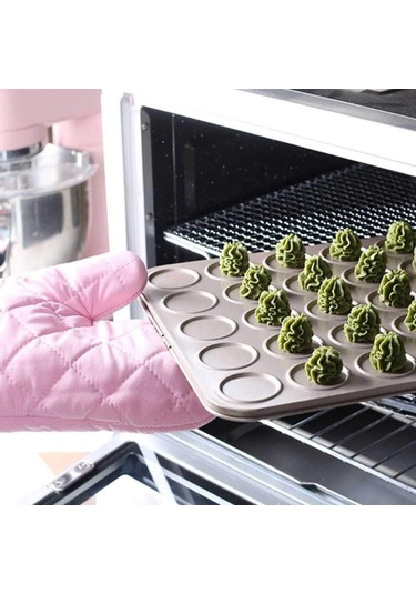 1 Çift Isıya Dayanıklı Kalın Mutfak Eldiveni Pembe Diğer