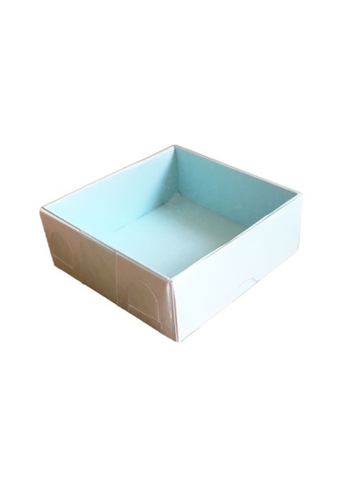 Tahtakaletoptanci Asetat Kapaklı Karton Kutu 6X6X2.5 Cm (50 Adet) Mavi