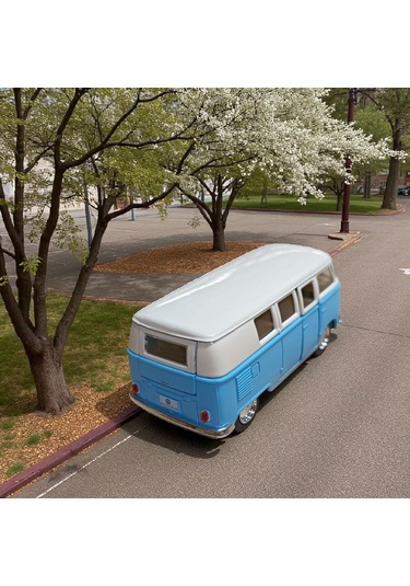 Nostaljik Metal Çek Bırak Mavi Wv Minibüs Araba Kapılar Açılır Diğer