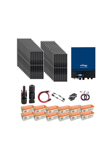 Teknovasyon Arge Güneş Enerjisi Solar Paketi 11kva İnverter 550 Watt Güneş Paneli 200 Amper Jel Akü