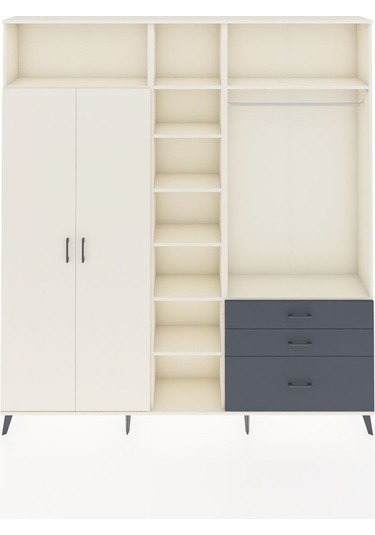 Arges Dolap 9 Raflı 3 Çekmeceli 2 Askılı 220x30x243 Aytaşı-aytaşı/antrasit Aytası/antrasıt