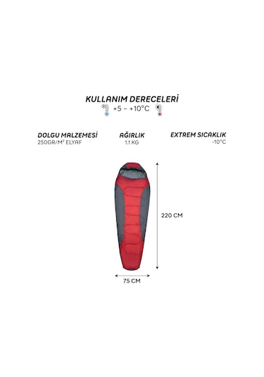 Freecamp Trekker Mummy Uyku Tulumu-kırmızı Kırmızı
