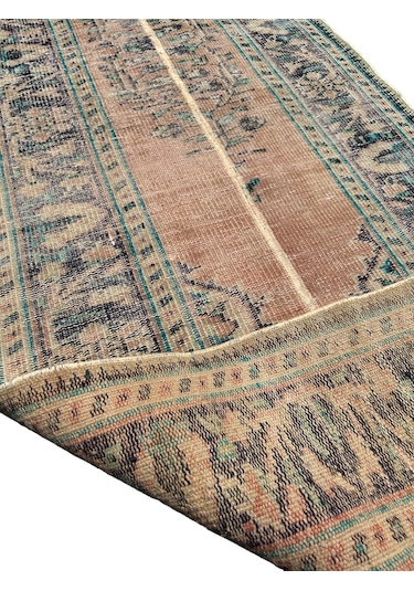 Patchwork Eskitme Halı 90x280 Turuncu %100 Yün Vintage Yolluk Turuncu