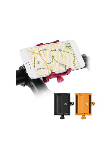 Vkemall Alüminyum Çelik Bisiklet Telefon Tutucu - Genişlik Ayarlanabilir 6.2-10cm - Sabit Tutma - Kolye Uyumlu - Turuncu