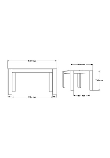 Aven Yemek Masası 140x80 Sepet-beyaz Ave22-sa Antrasit