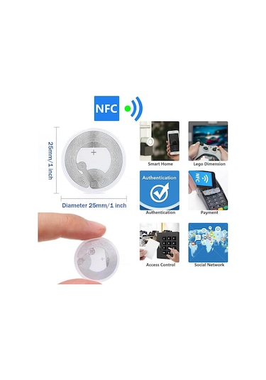Koodmax - 50 Adet - Ntag213 13.56 Mhz Rfid 144 Byte Nfc Etiket Beyaz - Programlanabilir - Iso14443a