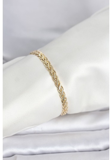 Cm 14k Gold Renk Sarmal Zincir Model Kadın Bileklik Çok Renkli