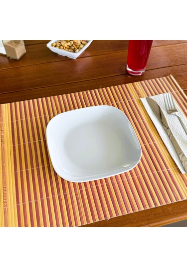 Alezy 592 Göreme Melamin Termostar Kare Servis Tabak 17 Cm Beyaz