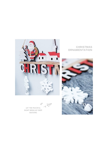 Reedark Noel Ahşap Kapı Süsü - Renkli Duvar Ve Ağaç Dekoru 19x22cm