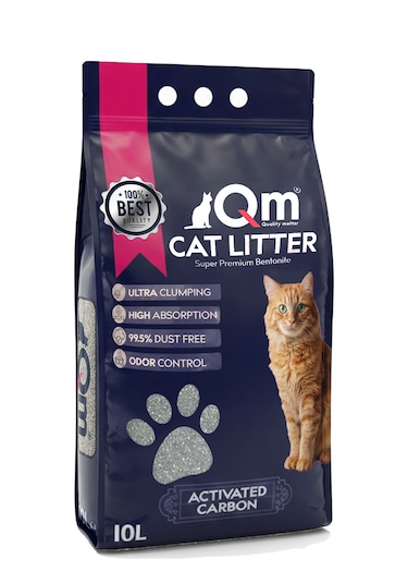 Qm Aktif Karbonlu Süper Premium Bentonit Kedi Kumu 10 L