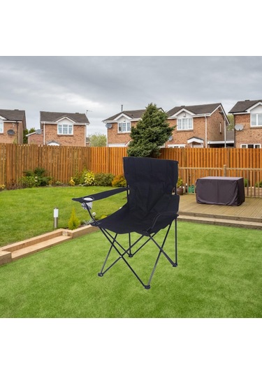 Suntek Katlanmış Kamp Sandalyesi Bahçe Piknikleri Siyah