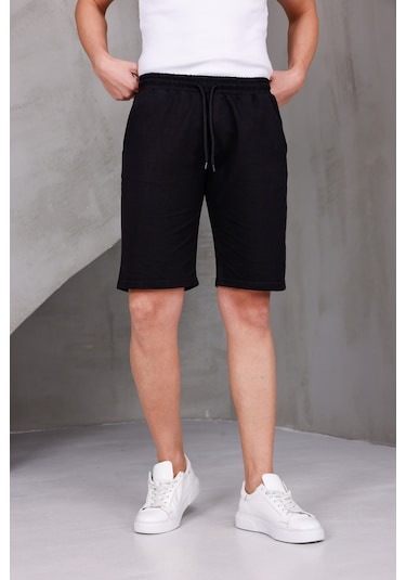 Dark Moda Erkek Sade Oversize İki İplik Kompakt Şort Siyah