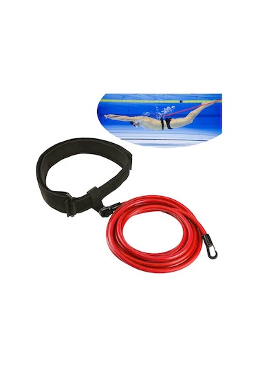 Geeksen Yüzme Antreman Direnc Lastiği - 4 Metre Esnek Kauçuk - 6x10 Mm Çap - Kemer Ve Çanta İçeren Set Çok Renkli