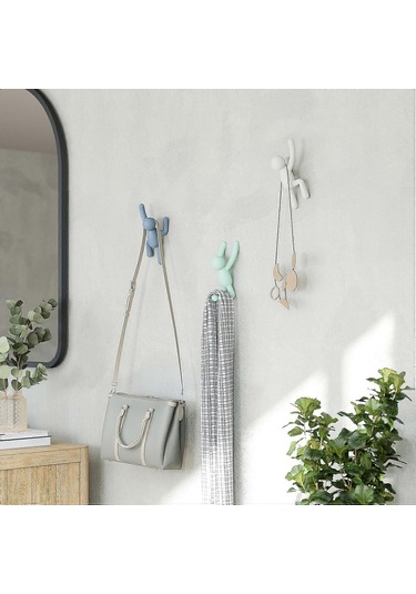 3 Parça Duvar Askısı Seti, Nane Yeşili/beyaz/sis Mavisi, Montlar, Çantalar İçin Diğer