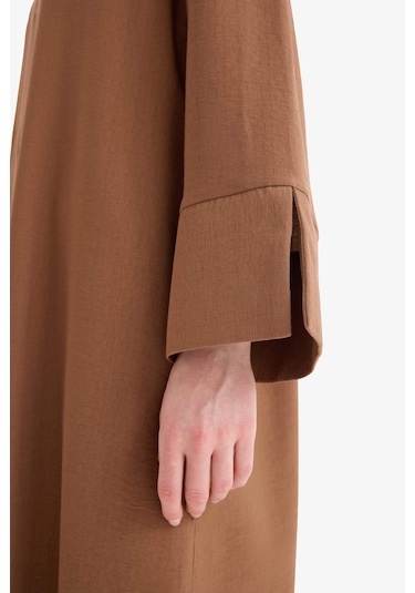 Defacto Relax Fit Basic Düz Midi Kimono D9929ax25smbn519 Kahve