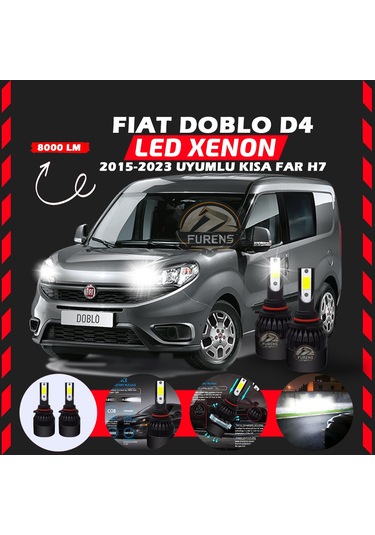 Fiat Doblo D4 2015-2023 Kısa Far Uyumlu Şimşek Etkilii Led Xenon Light Series H7
