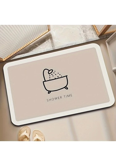 Elmpaly Modern Minimalist Banyo Paspası Diatom Çamur Yumuşak Emici Kaymaz 50x80cm Bej Kahverengi