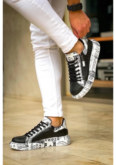 Bağcıklı Crocodile Siyah Gazete Günlük Erkek Ayakkabısı Siyah3 Siyah