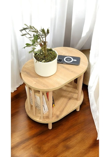 Yan Sehpa - Komodin - Salon - Oturma Odası Zigon Sehpa Safir Meşe