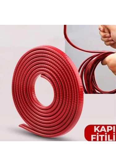 Araç Kapı Koruma Fitili Çarpma Çizilme Önleyici Fitil Kırmızı 5Mt