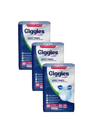 Giggles Külotlu Yetişkin Hasta Bezi Orta Boy M 3 x 30'lu