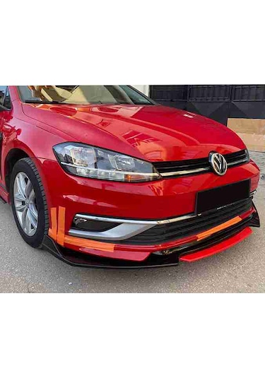 Opel Corsa D 2006-2014 Kırmızı Şeritli Renkli Ön Ek Ön Lip Piona Black 4 Prç