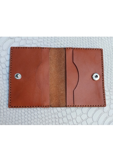 Durush Collection Tasarım Gerçek Deri Taba Rengi El İşlemeli Kartlık