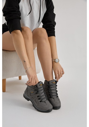 Rahat Kalıp Bağcıklı Unisex Füme Trekking Bot V2rts-0 Füme