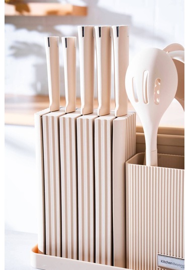 Cooper 14 Parça Standlı Kesme Tahtası Servis Ve Bıçak Seti Diğer