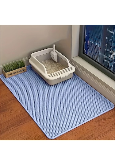 Honeybeeshop Anti-slip Kedi Kumu Mati Blue Xl 23 62x35 43inch Su Gecirmez Kaymaz Cift Katman Eva Kedi Mati 6 Renk
