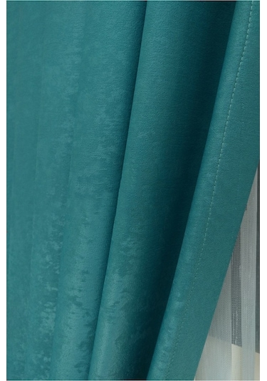 Evdepo Home Açık Petrol Düz Renk Soft Fon Perde Tek Kanat (507268531) Turkuaz