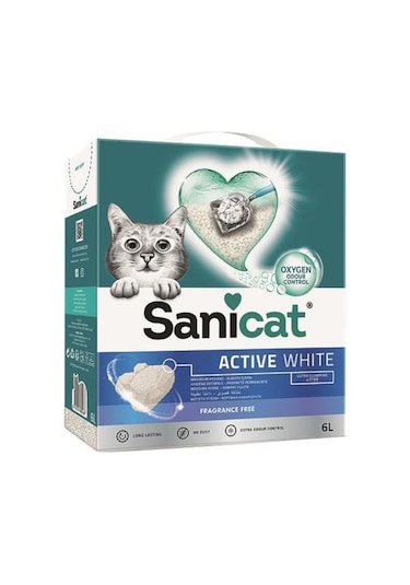 Sanicat Active White Ultra Topaklaşan Bentonit Kedi Kumu 6 L