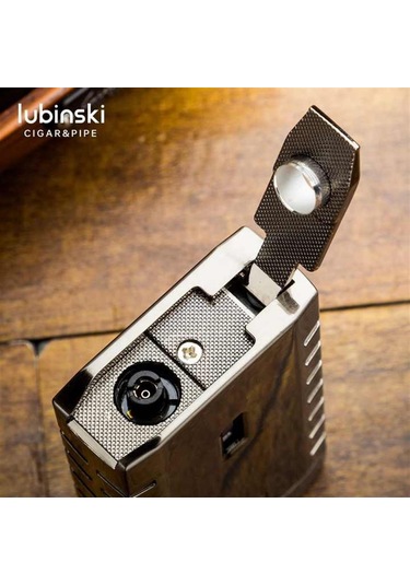 Lubinski Yeni Stil Delicili Çift Torch Puro Çakmağı Silver