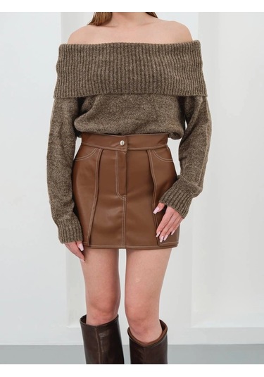 Kontrast Deri Etek Kahve W260015 Kahve