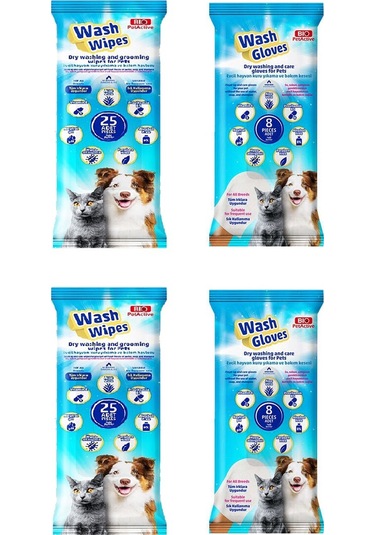 Bio Pet Active Wash Gloves + Wash Wipes Karma 4'lü
