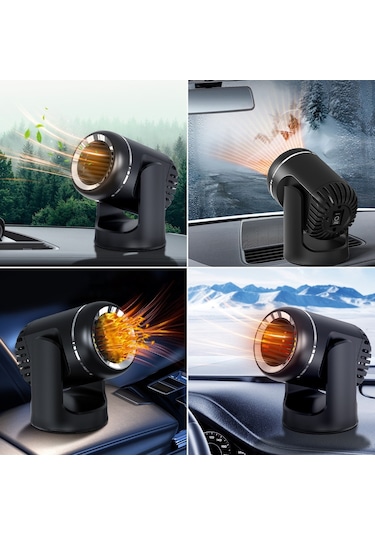 12v 130w Araç Isıtma Ve Soğutma Çift Kullanımlı Fan Cam Buğu Giderme Ve Buz Çözme Isıtıcısı Siyah