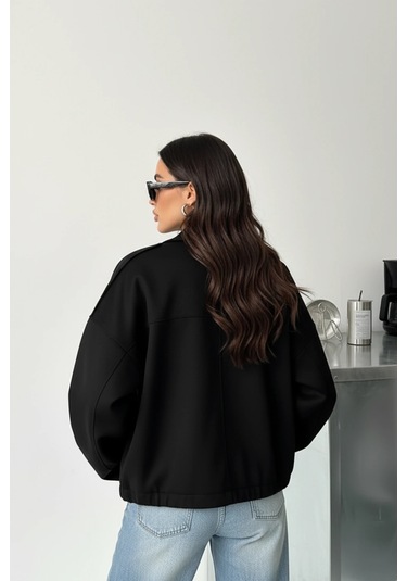 Cemo Basic Crop Gömlek Ceket Shacket Camel Basic, Crop, Gömlek Siyah