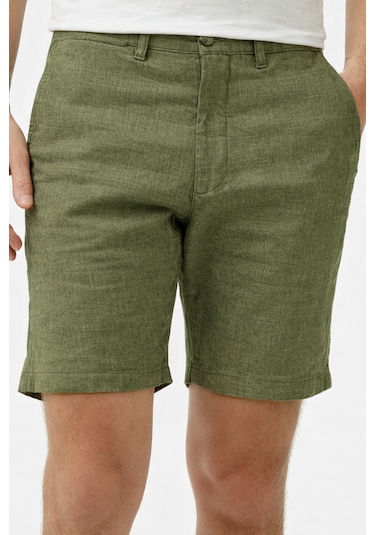 Lacoste Men's Slim Fit Bermuda Shorts Erkek Dar Kesim Keten Bermuda Şort Yeşil