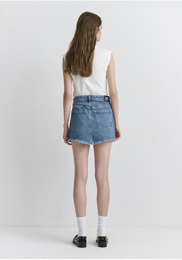 Mavi - Tiera Classic Denim Puslu Indigo Mavi Jean Etek 1310654-89730 Mavi