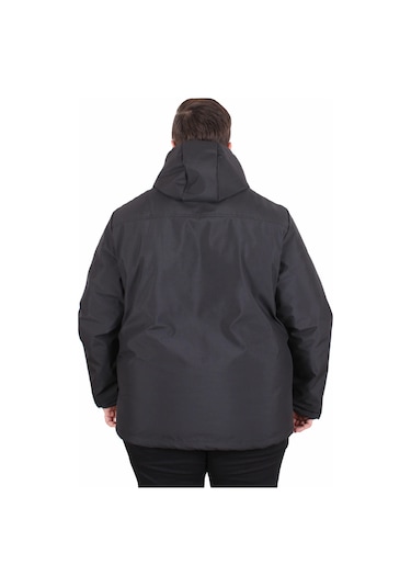 Starbattal Erkek Büyük Beden Kapüşonlu Mont Lujo 2504 Sıyah Siyah