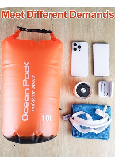 Springsun 10 Litre Turuncu Su Geçirmez Çanta - Telefon Kılıfı Ve Ayarlanabilir Askı İle, Kayak, Kamp, Yürüyüş, Yüzme İçin Uygun