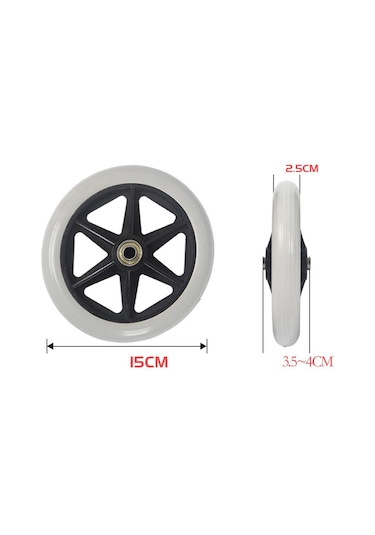 Suntek 2 Parça Tekerlekli Sandalye Yedek Tekerlekler Gri-6-inç