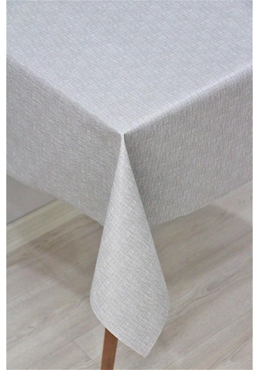 Elyaf Astarlı Silinebilir Pvc Muşamba Masa Örtüsü - Gri Keten - 141-b