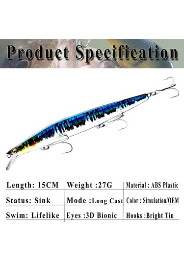 Tenfowee 15cm 27g Derin Su Süngerli Yabancı Balık Yemesi - Tuzlu Ve Tatlı Sudda Kullanıma Uygun, Gerçekçi Yüzme Hareketi
