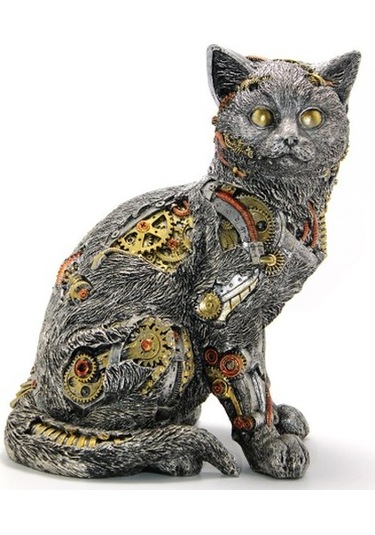 Büro Ev Ofis Dekoru İçin Buhar Çılgınlığı Polyester Kedi Figürü