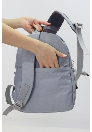 Sevimli Peluş Figürlü Günlük Kadın Sırt Çantası Şık, Kullanışlı, Okula Ve Seyahate Uygun Gri