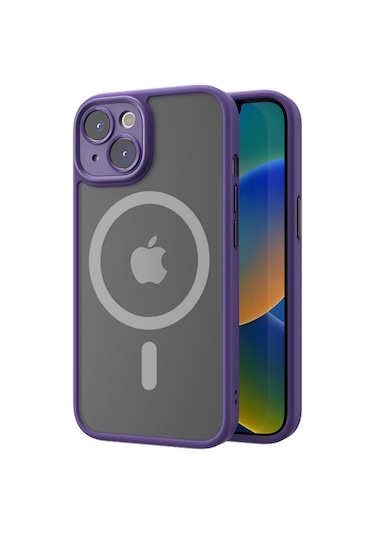 Rock Apple Uyumlu iPhone 14 Plus Anti-drop Lens Korumalı Magsafe Kılıf Mor Mor