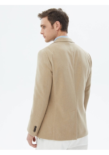 Kip Bej Düz Modern Fit Yün Karışımlı Ceket Çok Renkli