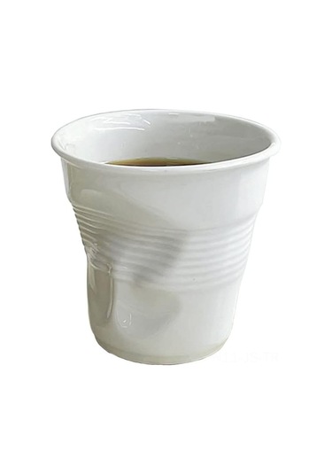 Jeemson Kahve Severleri İçin Elden Yapımı İtalyan-fransız Sanatı Esintisi Kıvrımlı Seramik Fincan Beyaz